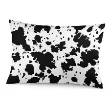 Cow Print Throw Pillow Cover Queen Size Black and White Cow Cowhide Color 4