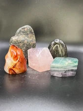 Get Up & Go Motivation Free Form Crystal Set 5pc Fluorite Carnelian Garnet More