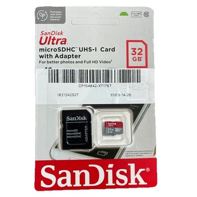 Sandisk 32GB Ultra MicroSD Memory Card MicroSDHC UHS-1 w/Adapter NEW Micro SD