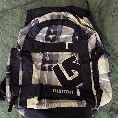 Burton backpack skateboard holder bag yellow green plaid color 