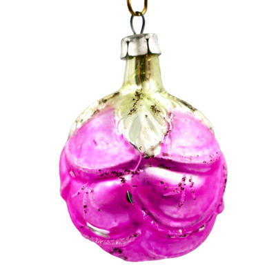 Embossed Rose Bud Flower Christmas Ornament 3'' Mercury Glass Pink Poland Vintage