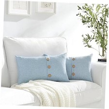Set of 2 Pillow Covers 12 x 20 Linen Pillow 20" x 12" Pack of 2 Baby Blue