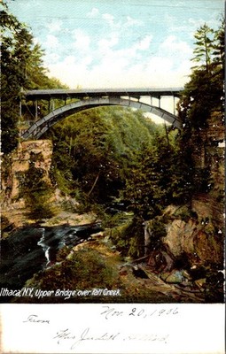1906 Upper Bridge Fall Creek Gorge Ithaca NY Postcard Leighton 3480 Chromo