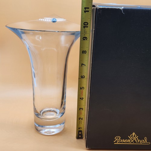 Rosenthal Crystal Vase Germany 11" Flared Modern Clear Glass With Box Decor Gift - Picture 6 of 12