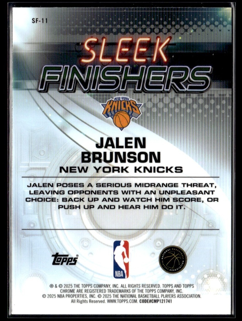 2025-26 Topps Chrome Sleek Finishers Jalen Brunson New York Knicks