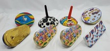 Lot of 7 New Years Eve  Purim Noisemakers Tin Litho U.S. METAL TOYS