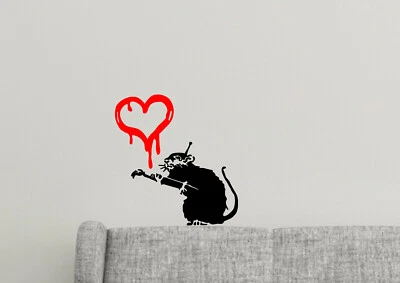 Banksy Love Painting - Sticker Vinyl Decal Graffiti Rat Design Home Wall Art - Image 1 of 4