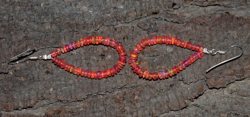 Ethiopian Opal Gemstone Beads Earrings 925 Sterling silver Earrings Jewelry - Image 3 of 4