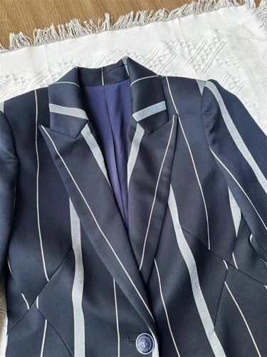 NEW AUTH L'AGENCE Striped Long Sleeve One Button Blazer Top - Picture 5 of 13