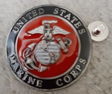 Marines Concho 1.5" Metal Screw On Red  Black Enamel New