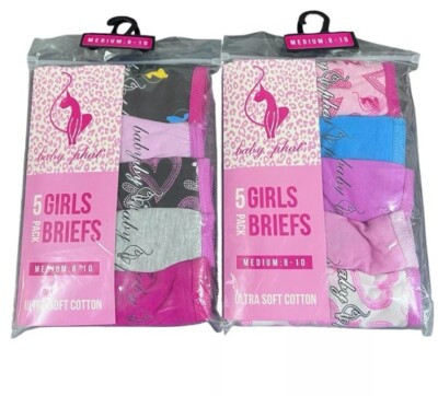 Baby Phat Girls Brief Underwear Ultra Soft Cotton 10 Pack Size Medium (8-10)