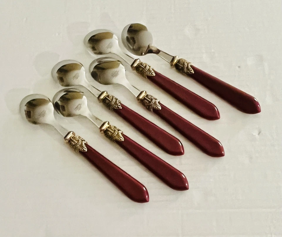 Hampton Silversmiths acero inoxidable Stella rojo 6 cucharaditas Foto 4 de 4