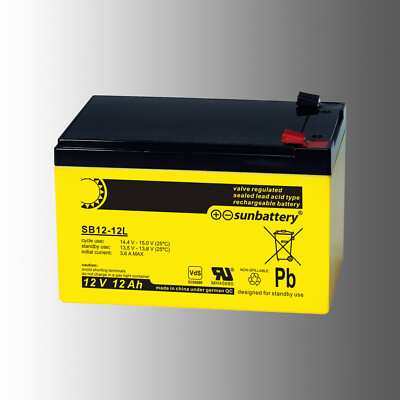 SUN Battery Blei Vlies Akku SB12-12L V0 12V 12Ah Flame Retardant