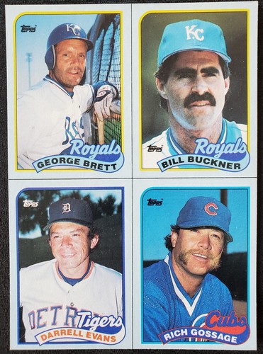 4x 1989 George Brett Bill Buckner Gossage Evans Topps Uncut MLB Cards #A B C D