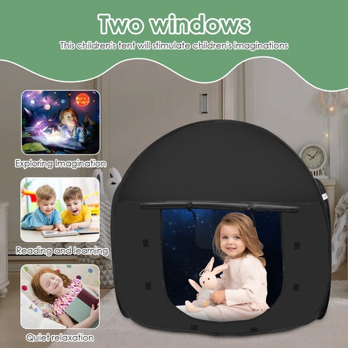 Calm down Black Tent Pop up Blackout Calming Tent With 2 Windows Foldable leRqm+ - Picture 4 of 11
