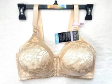 NWT Bali 36D Double Support Closure Comfort-U Wireless Bra DF3372 Soft Taupe