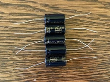 5 New Supertech 12 uf 450v Axial Capacitors Guitar Tube Amp & Radio Caps (Qty)