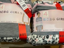2X BCBG Girls Youth Medium 10-12 4-Piece Sleep Set Pink Animal Print