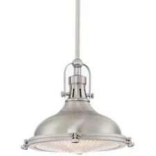 Kira Home Beacon 11" Industrial Farmhouse Pendant Light with Round Fresnel Glass