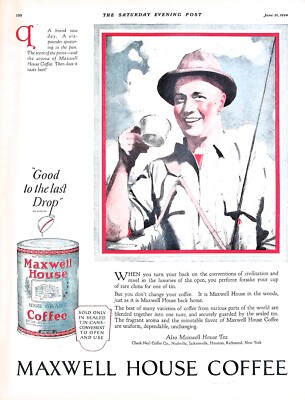 Original 1924 Maxwell House Coffee Ad: Good to the last drop, fisherman