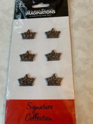 CREATIVE IMAGINATIONS BRADS CROWNS W/GEMSTONES BRADS CROWN BRADS 6PCS
