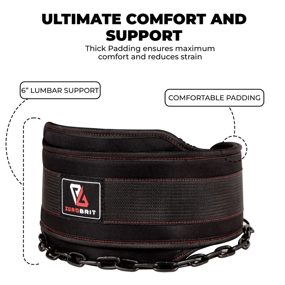 Dip Belt with Chain for Bodyweight Exercises, Black 6" Padded Weightlifting Belt - Image 3 of 4