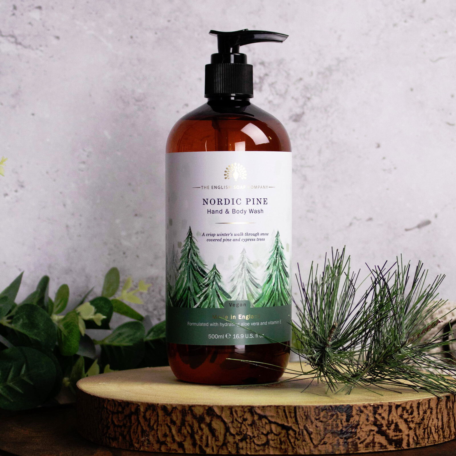 Womens Body Wash Vegan Hand Wash Nordic Pine Fragranced Vitamin E Soap Aloe Vera