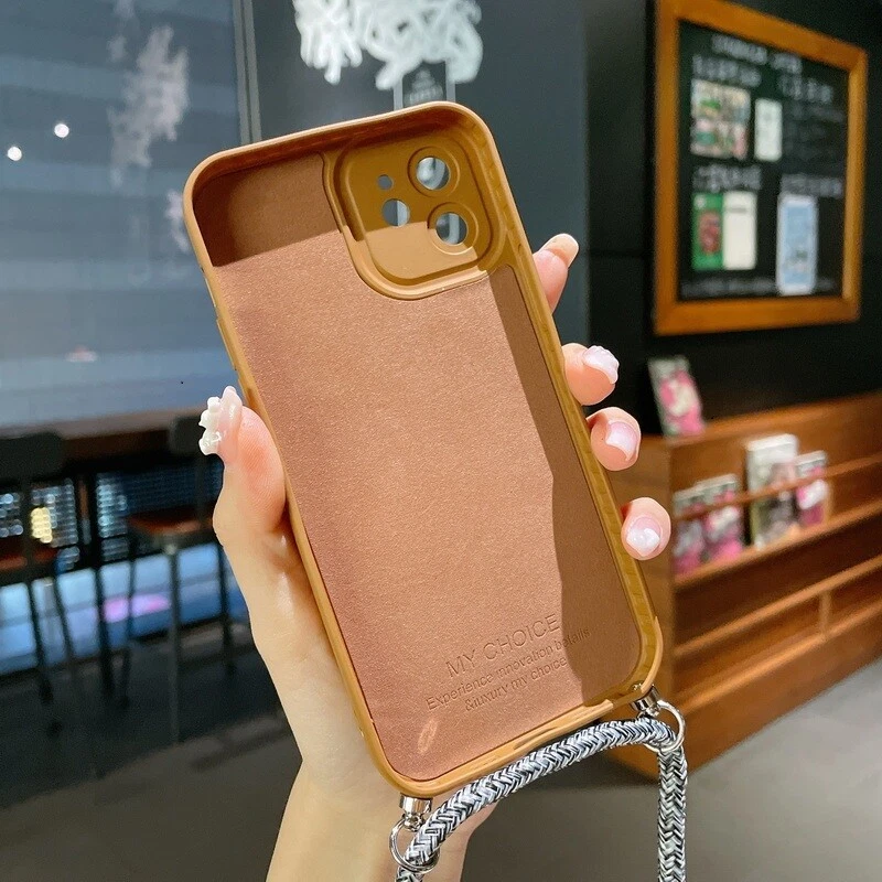 Cross-body Rubber Phone Case Cover For iPhone 15 14 13 12 11 Pro Max XR XS 8 7 - Image 2 of 4