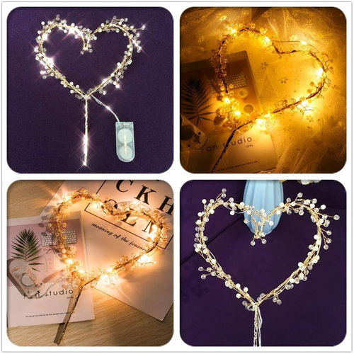 Valentine'S Day Tree Topper Love Heart Pearl Cake Toppers with LED Light for Val - Picture 5 of 12
