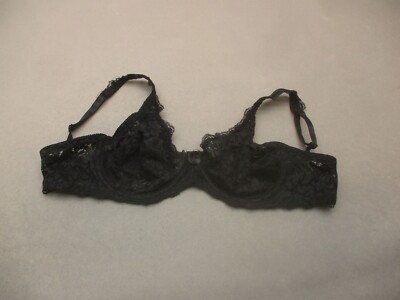 34C Unbranded Womens Black Lace Unlined Underwire Back Closure Demi Bra 1K