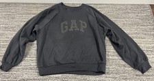 Vintage Gap Sweatshirt Women s Gray Pullover With Gems Spell Out Crewneck Large