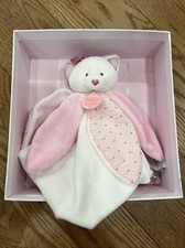DouDou et Compagnie Paris Cat Kitten Kitty Petals Plush Lovey Blanket Pink NIB