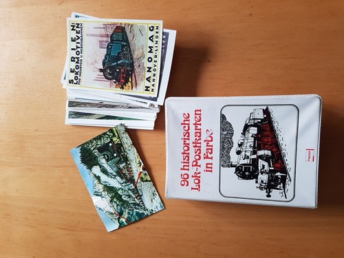 historische Lok-Postkarten in Farbe; Lokomotiven Eisenbahn Farbbilder
