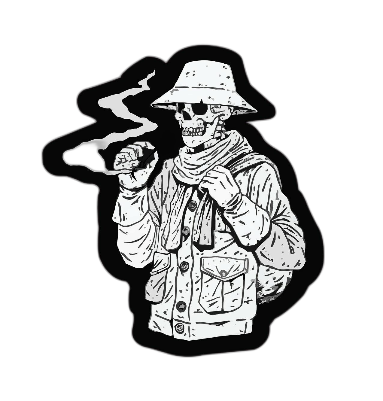 Smoking Skeleton Sticker Decal