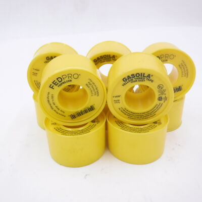 10 Pack 1'' x 520'' Federal Process Yellow Thread Tape for Gas YT75