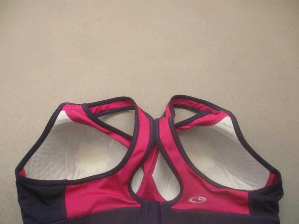 Sujetador deportivo Champion talla L para mujer forrado púrpura inalámbrico cierre trasero corredor espalda 7P Foto 4 de 4