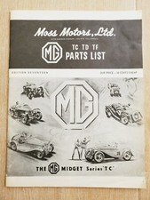 MOSS MOTORS LTD MG Parts List 1972 Edition 17 Midget TC TD TF Catalog Price List