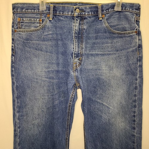 Vtg Levis 505 blue jeans mens size 42X29 distressed wear stains patched thrashed - Picture 3 of 13