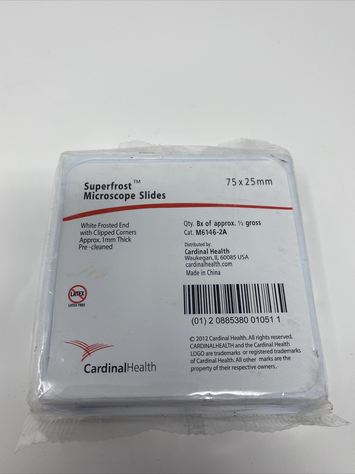 Cardinal Health M6146-2A - SLIDE, MICROSCOPE, FROST, 25X75X1MM, 45DEG, 144/GR