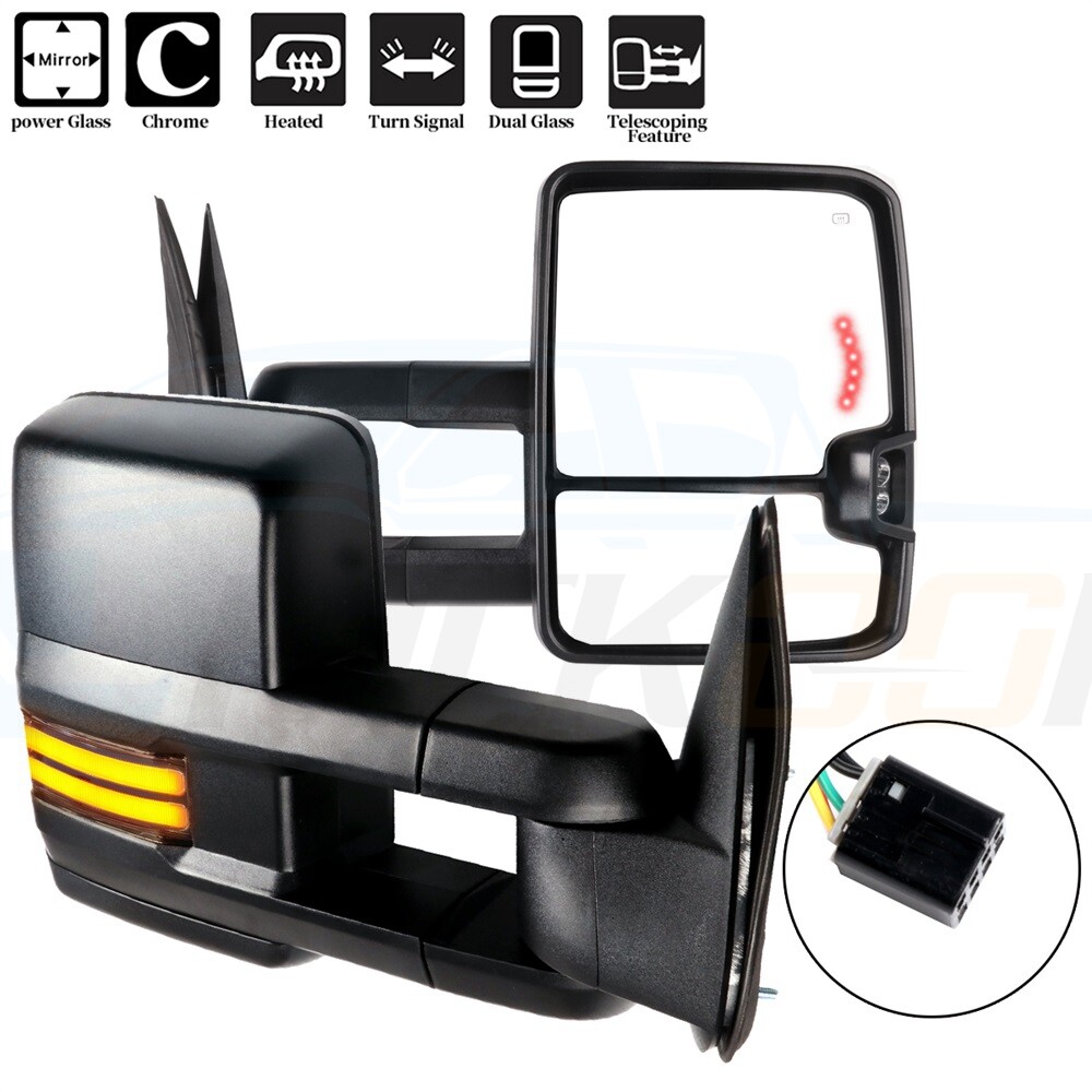 2 X For 99-02 Chevy GMC Power Heated Clearance Dynamic LED Signal Towing Mirrors