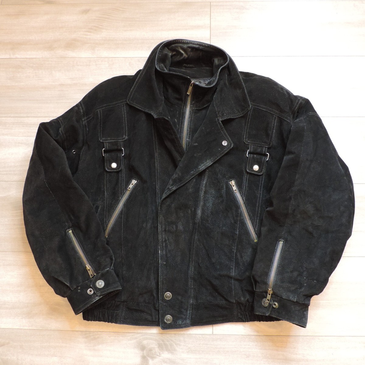 WILSONS 黒 レザージャケット XL Wilsons Leather Jacket Mens XL Black Genuine Leather Full