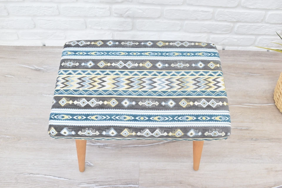Handcrafted Footstool Ottoman - Boho Chic Home Deco - Modern Accent Furniture - Image 4 of 4