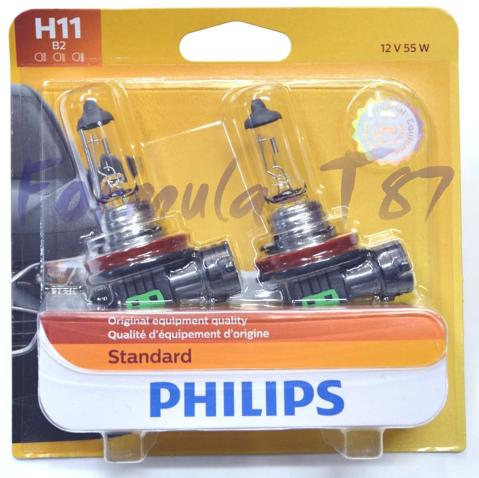 Philips Standard H11 55W Two Bulbs Head Light Low Beam Replace Plug Play DOT OE - Image 2 of 4