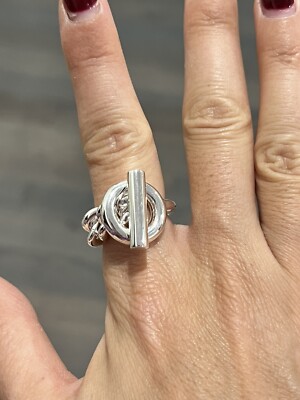Hermès Croisette Ring Palladium Size 52 New Silver | eBay