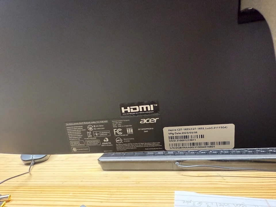 FOR PARTS - Acer Aspire C27-1655 Desktop | 11th Gen i3 | 27" - Image 4 of 4