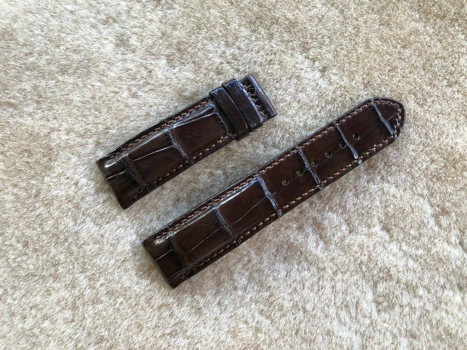 22mm/20mm Brown Alligator Crocodile Embossed Leather Watch Strap Band