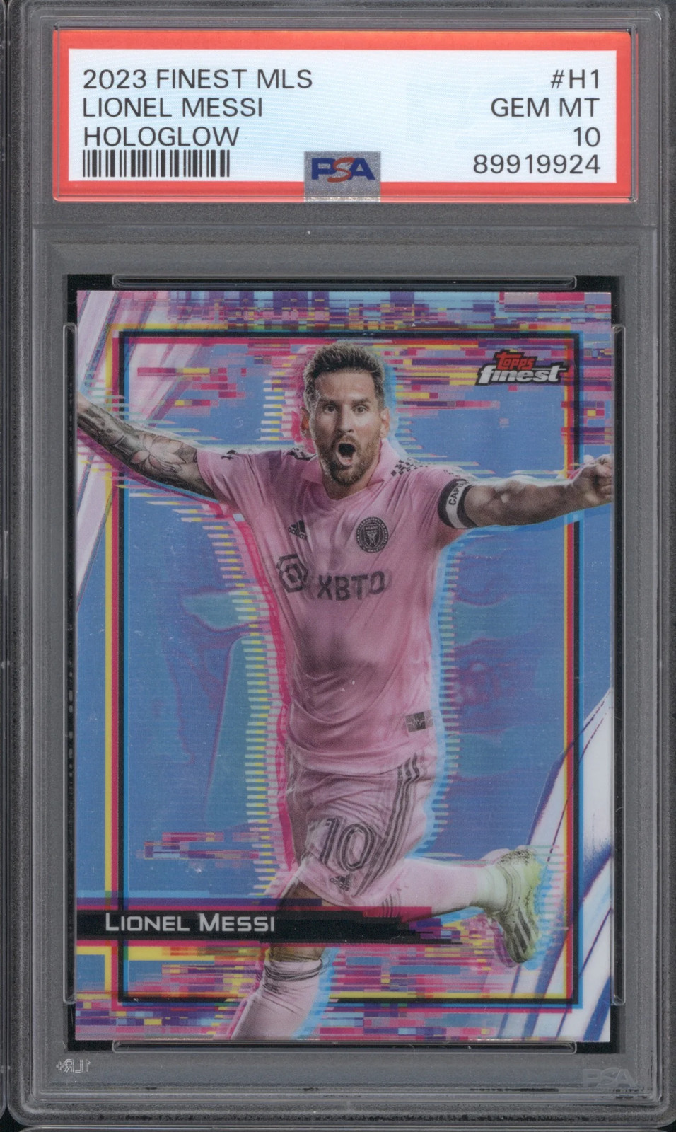 LIONEL MESSI 2023 TOPPS FINEST MLS HOLOGLOW #H1 PSA 10 view 1