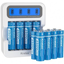 Kratax New Rechargeable Lithium AA Batteries 12 Count 1.5V Lithium ion Rechar...