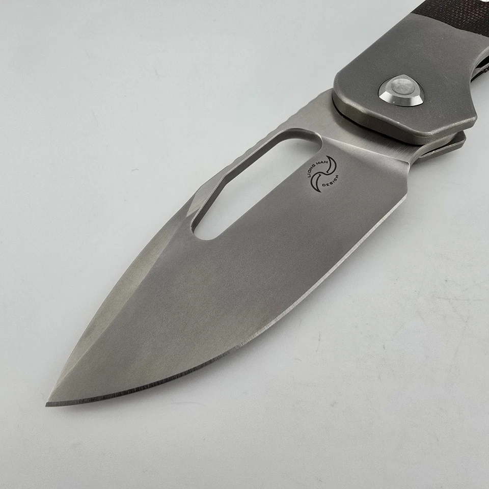 Liong Mah Field Duty-3.5 Folding Knife CPM-S90V Brown Burlap Micarta Titanium - Image 4 of 4