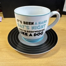 The Beatles A Hard Day's Night Lyric Cup And Saucer Set By Bluw. Never Used
